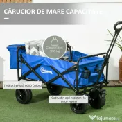 Outsunny Carucior pliabil pentru exterior cu geanta frigorifica d 