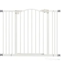 PawHut Poartă Extensibilă pentru Câini fără Șuruburi, Poartă de Siguranță Reglabilă, 94-100x78 cm, Alb | Aosom Romania