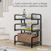 HOMCOM, Raft pentru Imprimantă, cu 3 Niveluri, PAL, Oțel, 55cm x 40cm x 77cm, Negru