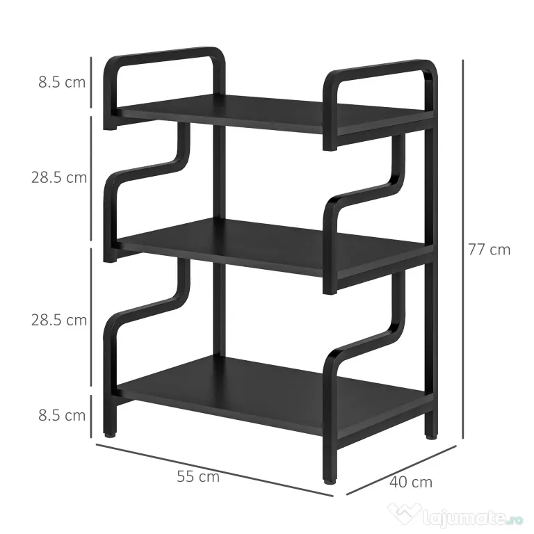 Homcom Rafturi Depozitare – 3 Niveluri, Metal Stil Industrial | Aosom Romania