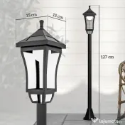 Outsunny Lampă de Grădină cu Autonomie de 6 ore și Sistem de Fixare la Sol, din ABS și Policarbonat, 15x15x127 cm, Negru 