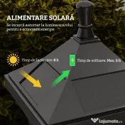 Outsunny Lampă de Grădină cu Autonomie de 6 ore și Sistem de Fixare la Sol, din ABS și Policarbonat, 15x15x127 cm, Negru 