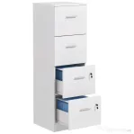 HOMCOM Dulap de birou cu 4 sertare, 2 încuietori și bară pentru documente, din lemn, 40x42x130.8 cm, alb