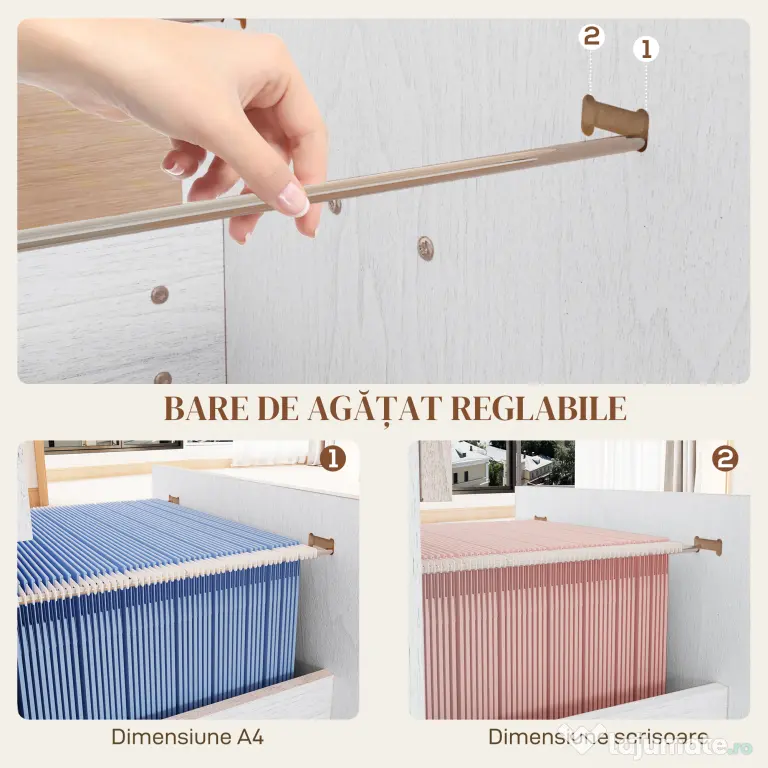 HOMCOM Sertar 4 Încuietoare A4 Alb | Aosom Romania