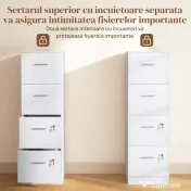 HOMCOM Sertar 4 Încuietoare A4 Alb | Aosom Romania 