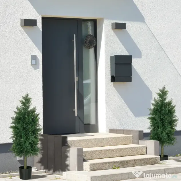 HOMCOM Arbori Topiari de Cedru Artificial, Set de 2 Plante Artificiale în Ghivece, Plante Decorative, 38x12.5x90 cm, Verde | Aosom Romania