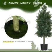 HOMCOM Arbori Topiari de Cedru Artificial, Set de 2 Plante Artificiale în Ghivece, Plante Decorative, 38x12.5x90 cm, Verde | Aosom Romania 