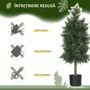 HOMCOM Arbori Topiari de Cedru Artificial, Set de 2 Plante Artificiale în Ghivece, Plante Decorative, 38x12.5x90 cm, Verde | Aosom Romania 