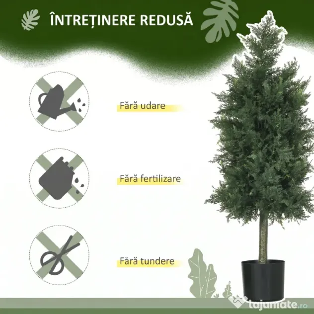HOMCOM Arbori Topiari de Cedru Artificial, Set de 2 Plante Artificiale în Ghivece, Plante Decorative, 38x12.5x90 cm, Verde | Aosom Romania