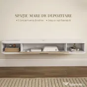 HOMCOM,Suport TV,Cu 2 Rafturi Deschise și Dulap cu Ușă Rabatabilă,MDF,120cm x 26cm x 16cm,Alb, gri | Aosom Romania