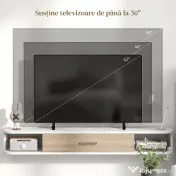 HOMCOM,Suport TV,Cu 2 Rafturi Deschise și Dulap cu Ușă Rabatabilă,MDF,120cm x 26cm x 16cm,Alb, gri | Aosom Romania