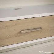 HOMCOM,Suport TV,Cu 2 Rafturi Deschise și Dulap cu Ușă Rabatabilă,MDF,120cm x 26cm x 16cm,Alb, gri | Aosom Romania