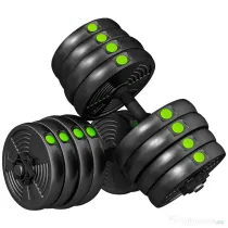 SPORTNOW Set 2 în 1 cu 2 Gantere Convertibile în Bară, Greutate Totală 30 kg și Discuri de Greutate Reglabile, Negru | Aosom Romania