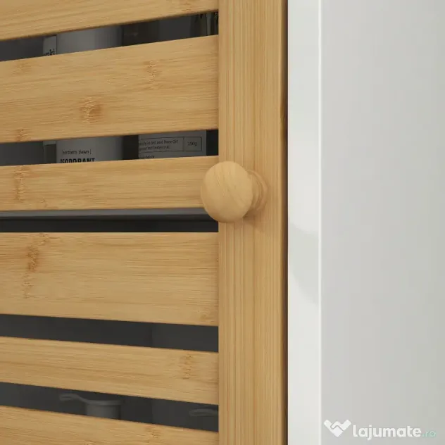 HOMCOM Mobilier Coloană Depozitare Baie bicolore, 2 dulapuri cu raft reglabil și 2 nișe, 35L x 30A x 170Î cm | Aosom Romania