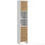 HOMCOM Mobilier Coloană Depozitare Baie bicolore, 2 dulapuri cu raft reglabil și 2 nișe, 35L x 30A x 170Î cm