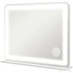 HOMCOM Oglindă pentru Machiaj cu LED-uri Reglabile, Mărire 10x, Priză USB și Comenzi Touch, 80x62x14cm