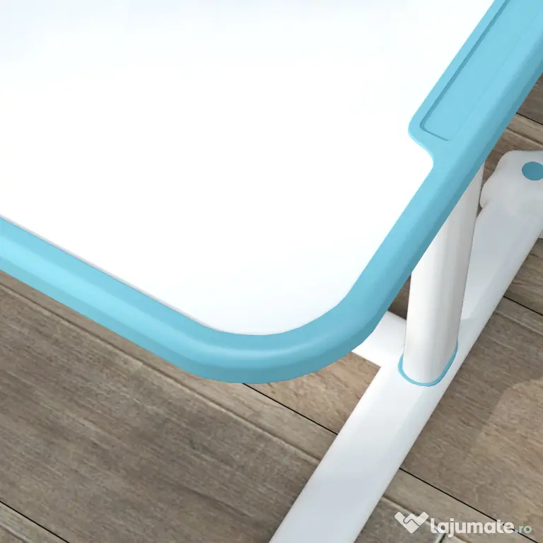 AIYAPLAY Set Birou și Scaun pentru Copii 3-12 Ani Reglabile pe Înălțime și Blat Înclinabil, 80x55x107.5 cm, Albastru | Aosom Romania