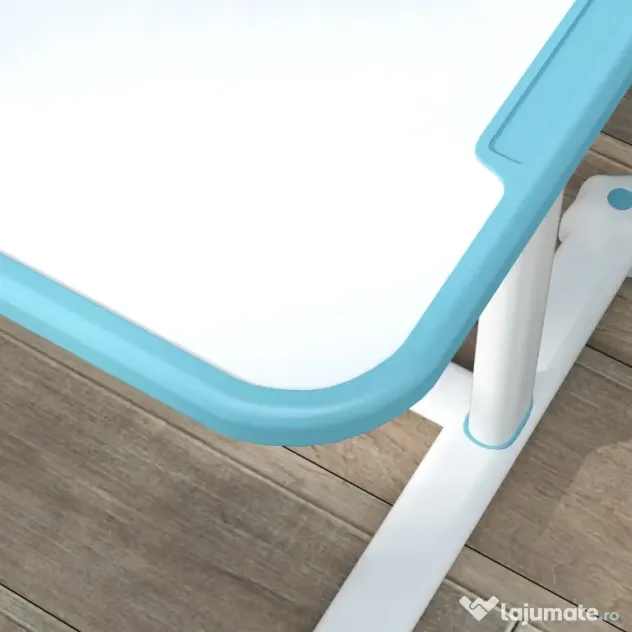 AIYAPLAY Set Birou și Scaun pentru Copii 3-12 Ani Reglabile pe Înălțime și Blat Înclinabil, 80x55x107.5 cm, Albastru | Aosom Romania