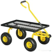 Outsunny Roabă de Grădină cu Mâner și 4 Roți Mari, Capacitate 150 kg, 94x48,5x100 cm, Verde 