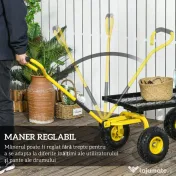 Outsunny Roabă de Grădină cu Mâner și 4 Roți Mari, Capacitate 150 kg, 94x48,5x100 cm, Verde 