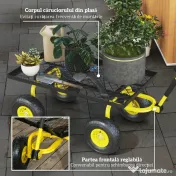 Outsunny Roabă de Grădină cu Mâner și 4 Roți Mari, Capacitate 150 kg, 94x48,5x100 cm, Verde 