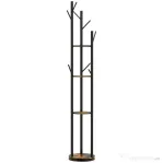 HOMCOM Cuier rotativ de podea cu 8 cârlige și 4 rafturi, stil industrial, Ø30x175cm, maro