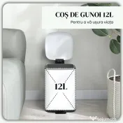 HOMCOM Coș de Gunoi de 12L cu Pedală, Închidere Silențioasă, din Metal și Plastic PP, 24,5x32x34,5 cm, Alb | Aosom Romania