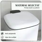 HOMCOM Coș de Gunoi de 12L cu Pedală, Închidere Silențioasă, din Metal și Plastic PP, 24,5x32x34,5 cm, Alb | Aosom Romania