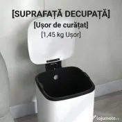 HOMCOM Coș de Gunoi de 12L cu Pedală, Închidere Silențioasă, din Metal și Plastic PP, 24,5x32x34,5 cm, Alb | Aosom Romania