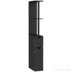 Kleankin Coloană de Baie cu 2 Rafturi și 2 Dulapuri, Mobilier Înalt de Baie Spațios din MDF, 15,2x29,8x118 cm, Negru