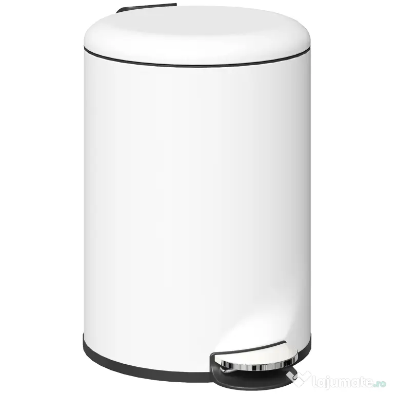 HOMCOM Coș de gunoi cu pedală 20L, capac cu închidere lentă, din metal și PP, 36x30x44.5 cm, crem