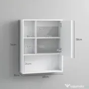 kleankin Dulap de Baie cu Oglindă și Rafturi Reglabile, Dulap Suspendat de Baie cu Ușă, 60x15x76 cm, Alb | Aosom Romania