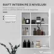 kleankin Dulap de Baie cu Oglindă și Rafturi Reglabile, Dulap Suspendat de Baie cu Ușă, 60x15x76 cm, Alb | Aosom Romania