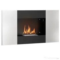 HOMCOM Șemineu Bioetanol 0,9L de Perete din Oțel Inoxidabil, 100x15x54 cm, Negru și Argintiu