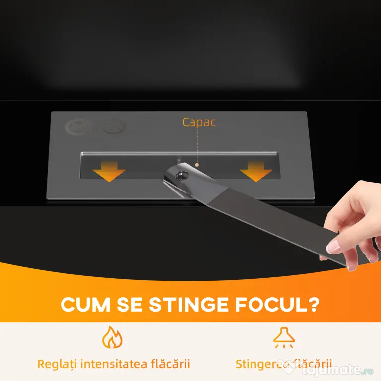 HOMCOM Șemineu Bioetanol 0,9L de Perete din Oțel Inoxidabil, 100x15x54 cm, Negru și Argintiu