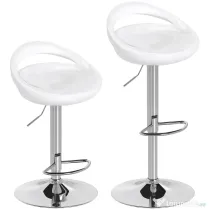 HOMCOM Set 2 Scaune de Bar Rotative cu Suport pentru Picioare și Înălțime Reglabilă, 46x41x76-96 cm, Alb | Aosom Romania