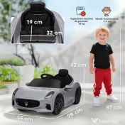 AIYAPLAY Mașină Electrică pentru Copii 3-5 Ani cu 2 Motoare, Telecomandă și Muzică, 98x59x43 cm, Gri | Aosom Romania 