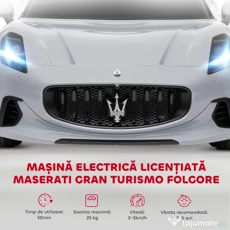 AIYAPLAY Mașină Electrică pentru Copii 3-5 Ani cu 2 Motoare, Telecomandă și Muzică, 98x59x43 cm, Gri | Aosom Romania