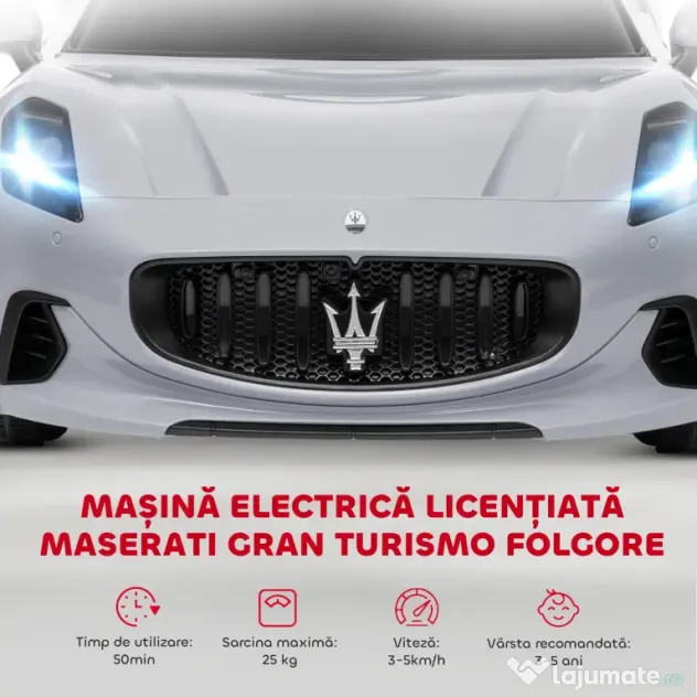 AIYAPLAY Mașină Electrică pentru Copii 3-5 Ani cu 2 Motoare, Telecomandă și Muzică, 98x59x43 cm, Gri | Aosom Romania