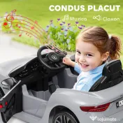 AIYAPLAY Mașină Electrică pentru Copii 3-5 Ani cu 2 Motoare, Telecomandă și Muzică, 98x59x43 cm, Gri | Aosom Romania 