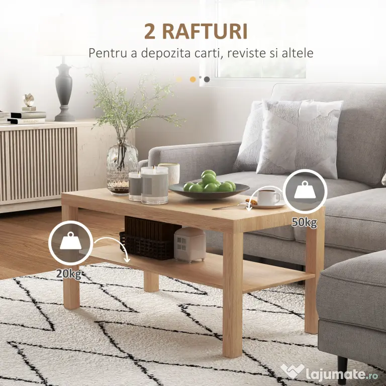 HOMCOM Tavă Cafea Modernă Noce 90x45 | Aosom Romania