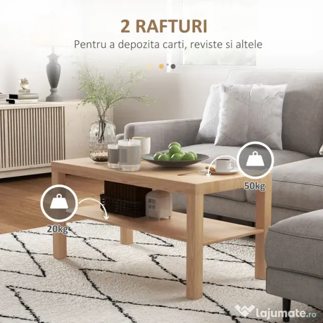 HOMCOM Tavă Cafea Modernă Noce 90x45 | Aosom Romania