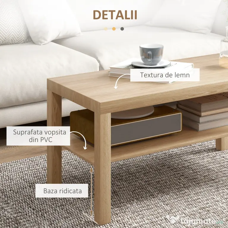 HOMCOM Tavă Cafea Modernă Noce 90x45 | Aosom Romania