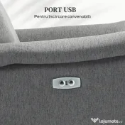 HOMCOM Fotoliu Electric cu Suport pentru Picioare și Priză USB, Fotoliu Rabatabil la 160°, 77x91x106 cm, Gri Deschis | Aosom Romania
