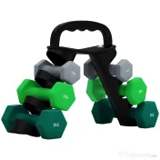 SPORTNOW Set de Gantere de Sală cu Suport Pliabil, 2x1 kg, 2x2 kg, 2x3 kg, Gantere Hexagonale de Metal cu Mâner, Antrenament Fitness Acasă, Multicolor | Aosom Romania