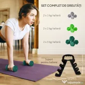 SPORTNOW Set de Gantere de Sală cu Suport Pliabil, 2x1 kg, 2x2 kg, 2x3 kg, Gantere Hexagonale de Metal cu Mâner, Antrenament Fitness Acasă, Multicolor | Aosom Romania