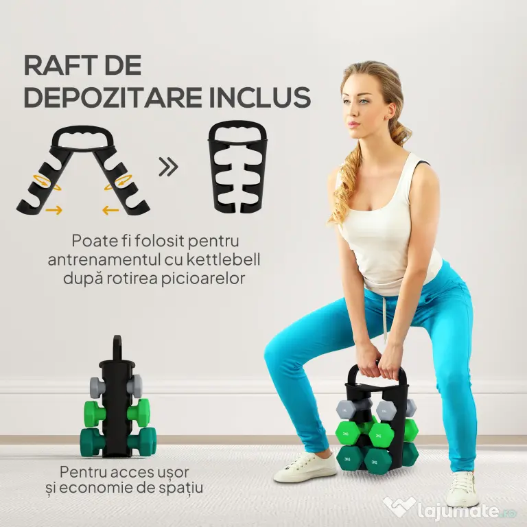 SPORTNOW Set de Gantere de Sală cu Suport Pliabil, 2x1 kg, 2x2 kg, 2x3 kg, Gantere Hexagonale de Metal cu Mâner, Antrenament Fitness Acasă, Multicolor | Aosom Romania