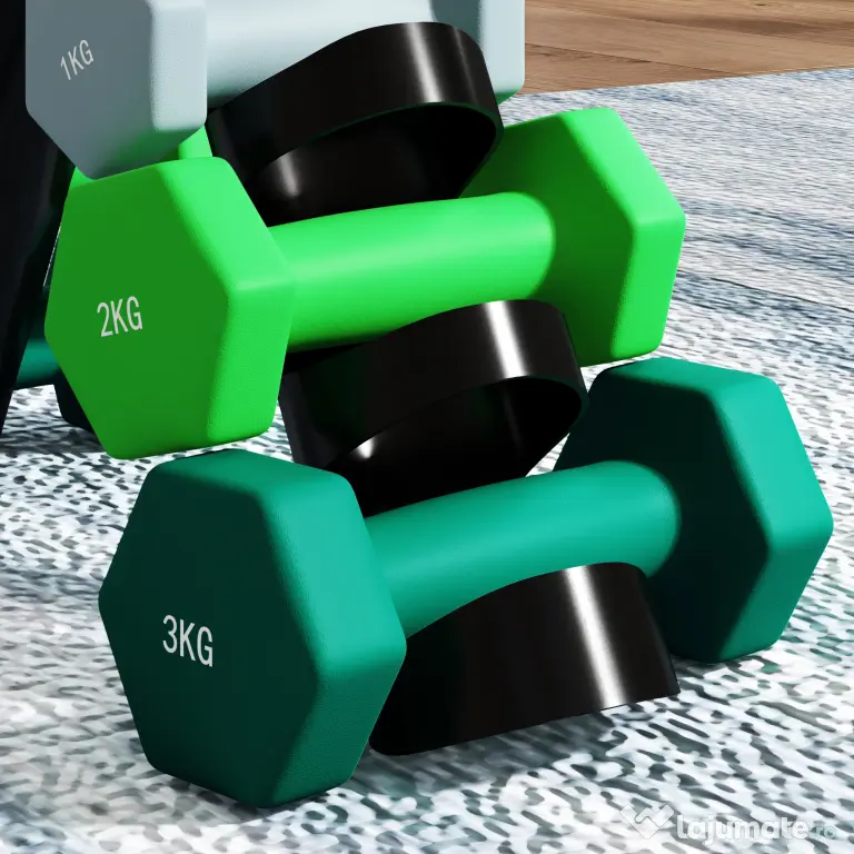SPORTNOW Set de Gantere de Sală cu Suport Pliabil, 2x1 kg, 2x2 kg, 2x3 kg, Gantere Hexagonale de Metal cu Mâner, Antrenament Fitness Acasă, Multicolor | Aosom Romania