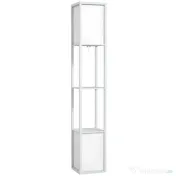 HOMCOM Lampă de Podea Modernă cu 2 Abajururi și 2 Rafturi, Lampă de Podea cu Întrerupător de Picior, 26x26x156 cm, Alb | Aosom Romania