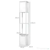 HOMCOM Lampă de Podea Modernă cu 2 Abajururi și 2 Rafturi, Lampă de Podea cu Întrerupător de Picior, 26x26x156 cm, Alb | Aosom Romania